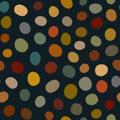 Hand Drawn Colourful Dots Pattern on Dark Background