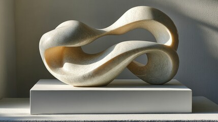 Abstract beige sculpture, flowing curves, modern art.