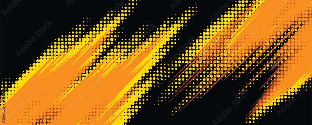 Poster dots halftone yellow and dark blue color pattern gradient grunge texture background. dots pop art sp