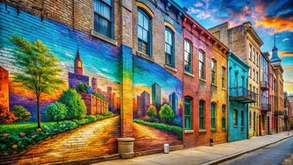 Naklejka premium Vibrant Street Art Mural on Urban Wall - Rule of Thirds Composition