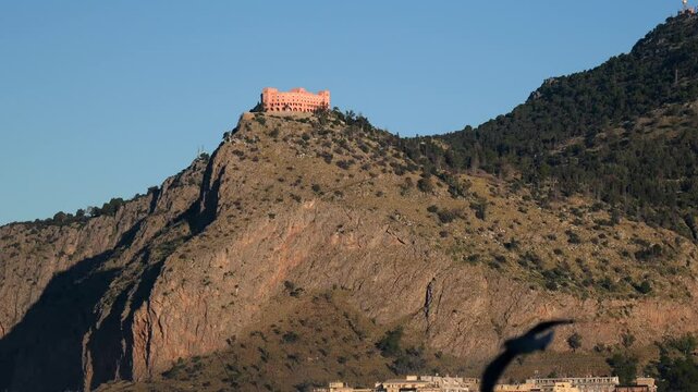 Santuario di Santa Rosalia sits atop Monte Pellegrino, offering a breathtaking view over Palermo, Sicily. This historic pilgrimage site is dedicated to the patron saint of Palermo.