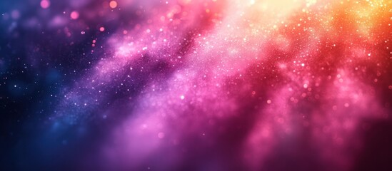 Fototapeta premium Abstract colorful nebula background with glowing particles and bokeh effect.
