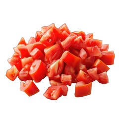 Pile of Diced Fresh Tomatoes isolated on transparent background