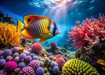 Obraz premium Vibrant Tropical Reef: Colorful Butterfly Fish & Snorkeling Adventure