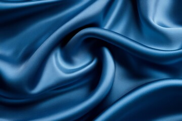 Obraz premium Luxurious blue silk fabric with flowing waves. AI generated