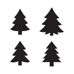 Silhouettes of Evergreen Trees in Various Shapes