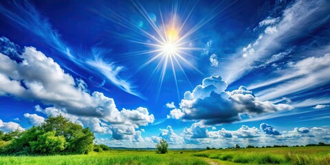 Fototapeta premium Vibrant Blue Summer Sky Sunlight Landscape Photography