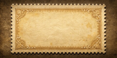 Obraz premium Vintage Beige Blank Postage Stamp - Vertical, Low Light Photography Stock Photo