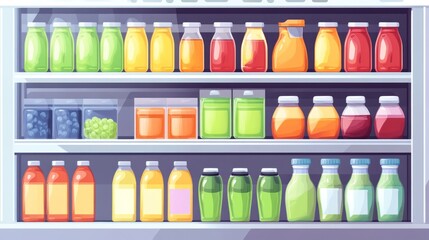 Juice bottles shelf supermarket display