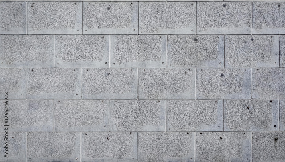 Poster gray concrete wall with textured blocks and visible bolts, ideal for industrial and architectural de
