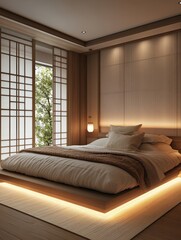 Warm and inviting bedroom with a natural zen atmosphere