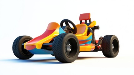 Colorful children's go-kart, studio shot, isolated, toy