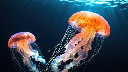  graceful jellyfish gliding in serene waters