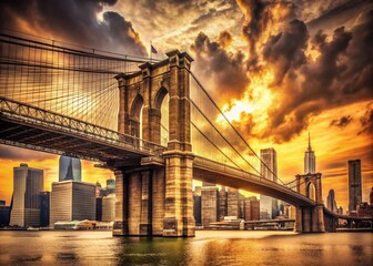 Fototapeta premium Vintage Brooklyn Bridge New York City Skyline Panorama