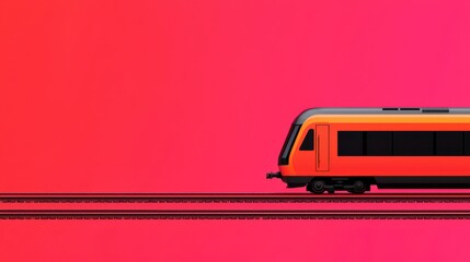 Modern train journey on vibrant rails urban cityscape digital art bright environment side view motion concept