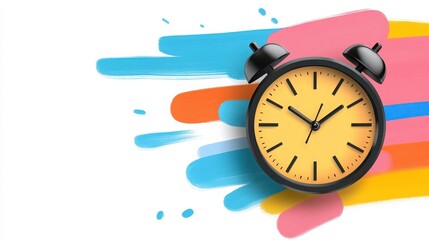 Colorful Clock with Alarm on Vibrant Background for Time Management