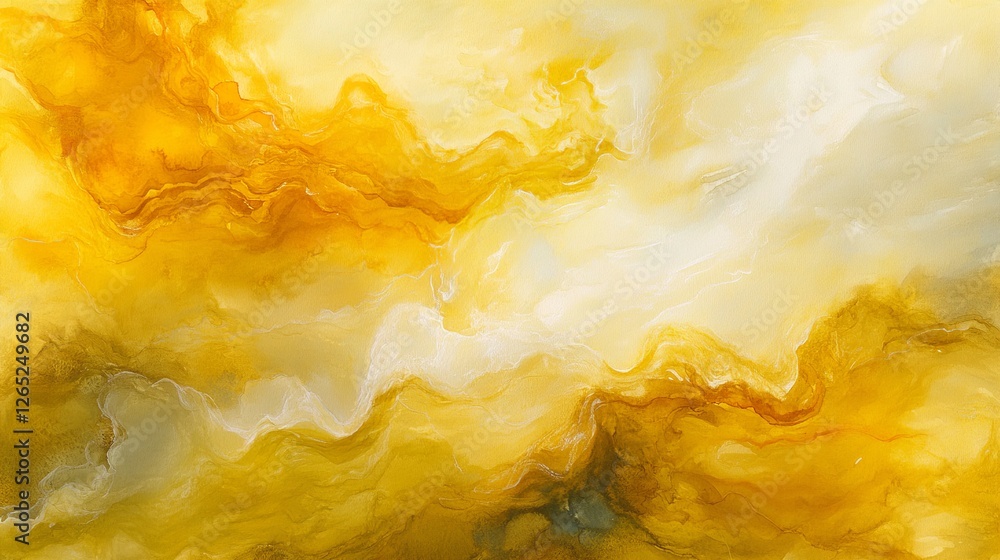 Poster watercolor abstract background on canvas with a dynamic mix of mustard colors, abstract colorful wat