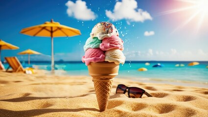 ice cream on beach