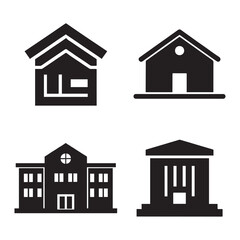 Silhouettes of Various Building Structures and Designs