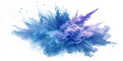 A vibrant blue smoke explosion, abstract and isolated on a transparent background