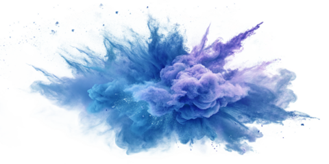 A vibrant blue smoke explosion, abstract and isolated on a transparent background