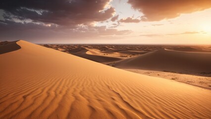  A breathtaking view of undulating sand dunes under a dramatic sky