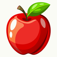 red apple with leaf