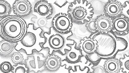 Gear mechanism doodle. Gear wheel hand drawn sketch style icon. Technology engine, idea, team doodle drawn concept. perfect any project.