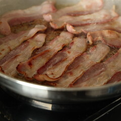 bacon slices in a pan