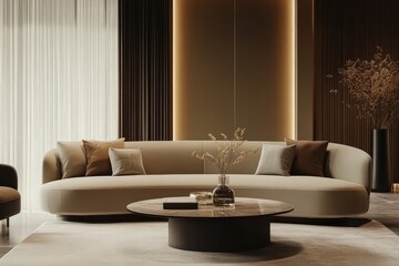 Elegant Living Room with Cozy Sofa