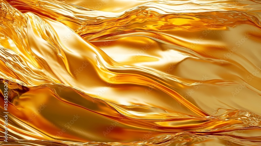Poster golden abstract waves, flowing patterns of light and color, evoking a sense of movement and fluidity