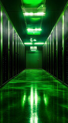 Fototapeta premium A heat map image that displays the temperature variations in a large data center vertical - green background