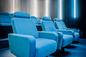 Obraz premium Comfortable theater seats in a modern cinema