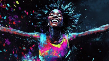 Joyful woman, paint, festival, celebration, night