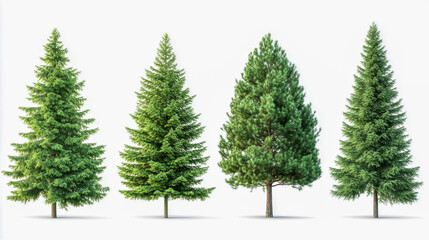 Collection of lush green spruce trees, isolated on a clean white background (4) copy
