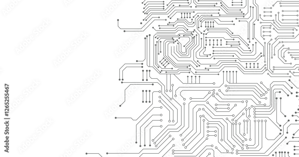 Poster cyberpunk black circuit diagram on white background. high-tech circuit board connection system. cent