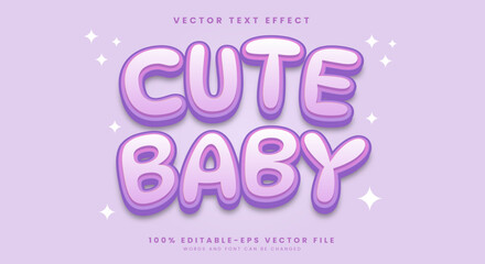 Cute Baby 3d Cartoon Style editable text effect Template