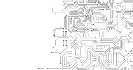 Cyberpunk black circuit diagram on white background. High-tech circuit board connection system. Central Computer Processors CPU concept. technology on white background.