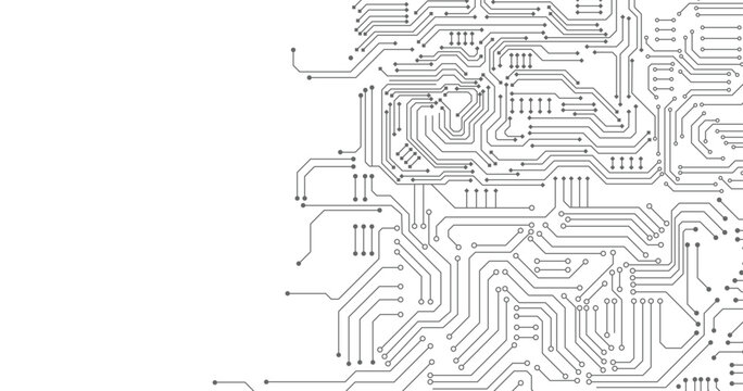 Cyberpunk black circuit diagram on white background. High-tech circuit board connection system. Central Computer Processors CPU concept. technology on white background.