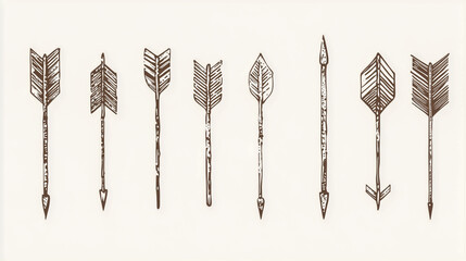 Elegant minimalist hand-drawn vector-style arrows, clean and refined linework with balanced proportions