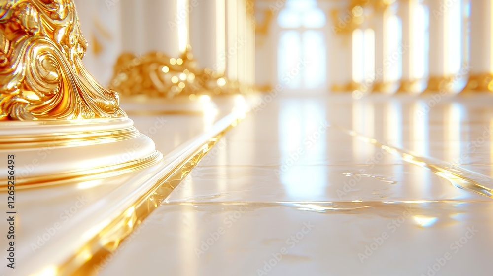 Poster ornate gold detailing in an elegant setting, showcasing intricate patterns and textures, complemente