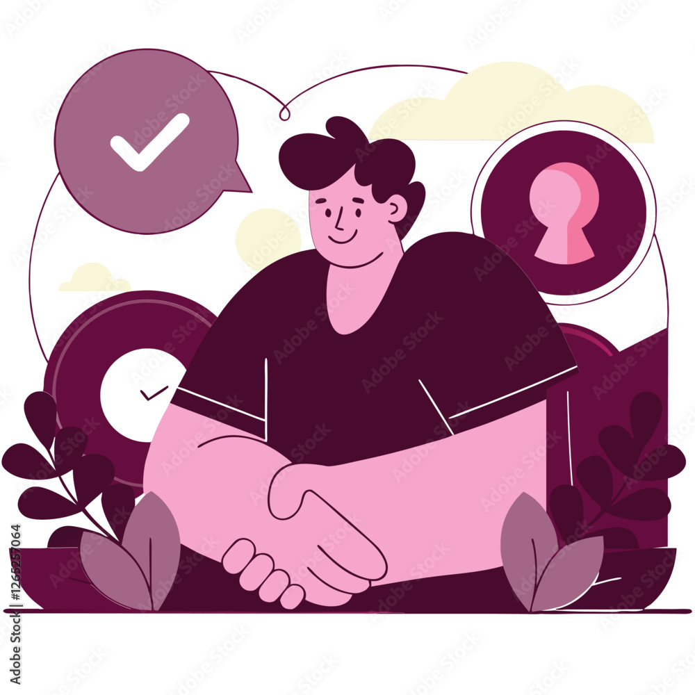 Poster a stylized image featuring diverse characters expressing positive interactions and connections, with