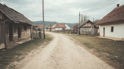 Fototapeta premium Rustic European Village Street Scene