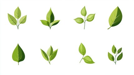 A Comprehensive Set of Green Leaf Icons for Every Design Need