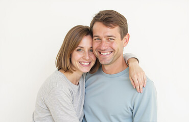 Obraz premium Smiling couple embracing warmly