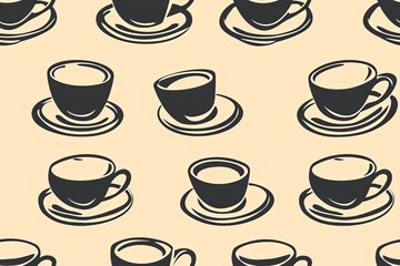 Obraz premium Cup of coffee or tea on background seamless pattern.
