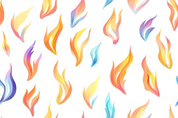 Color skeleton flame on a white background seamless pattern.
