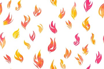 Color skeleton flame on a white background seamless pattern.