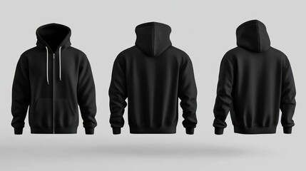 Black hoodie mockup, studio shot, apparel design