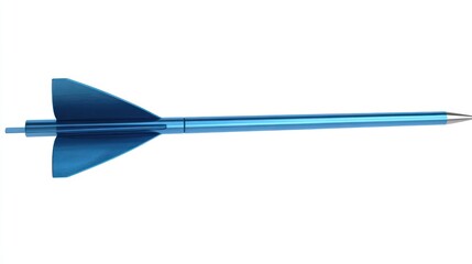 Blue dart launching, white background, motion blur